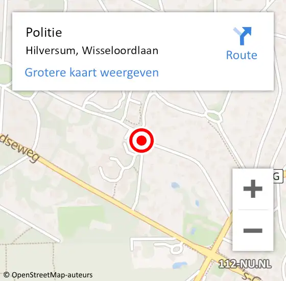 Locatie op kaart van de 112 melding: Politie Hilversum, Wisseloordlaan op 6 juli 2019 13:35