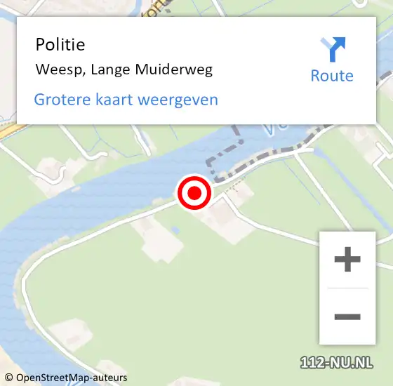 Locatie op kaart van de 112 melding: Politie Weesp, Lange Muiderweg op 6 juli 2019 13:36