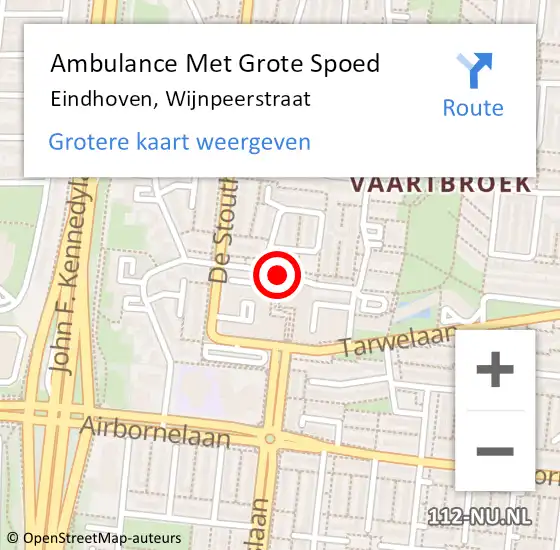 Locatie op kaart van de 112 melding: Ambulance Met Grote Spoed Naar Eindhoven, Wijnpeerstraat op 6 juli 2019 14:05