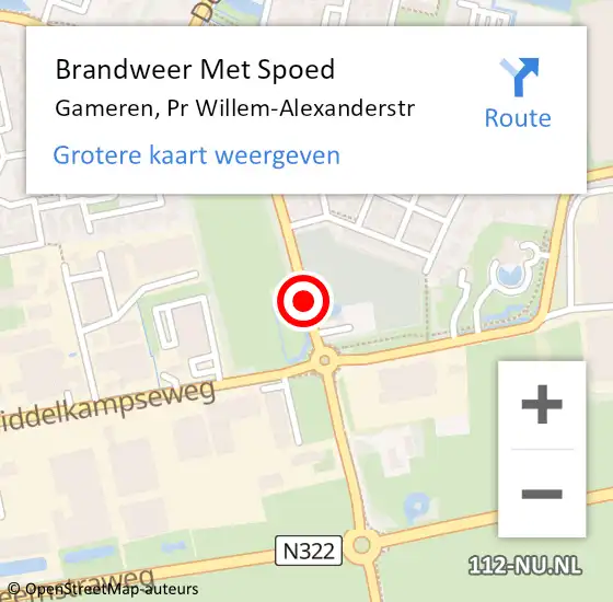 Locatie op kaart van de 112 melding: Brandweer Met Spoed Naar Gameren, Pr Willem-Alexanderstr op 6 juli 2019 14:52