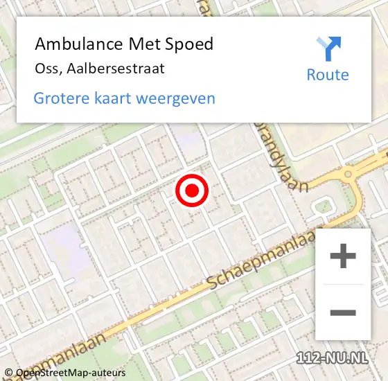 Locatie op kaart van de 112 melding: Ambulance Met Spoed Naar Oss, Aalbersestraat op 6 juli 2019 15:11