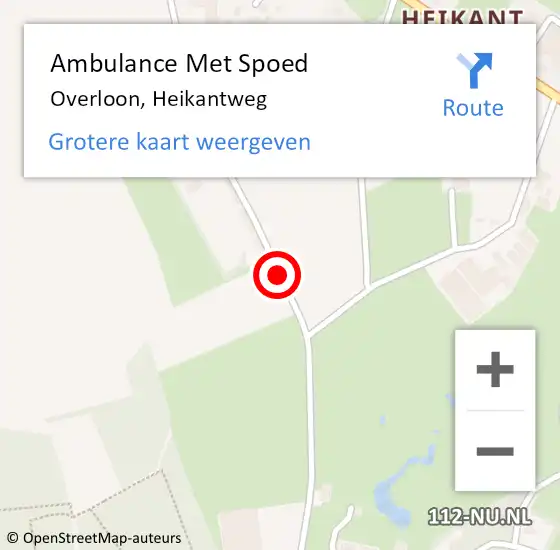 Locatie op kaart van de 112 melding: Ambulance Met Spoed Naar Overloon, Heikantweg op 6 juli 2019 15:18