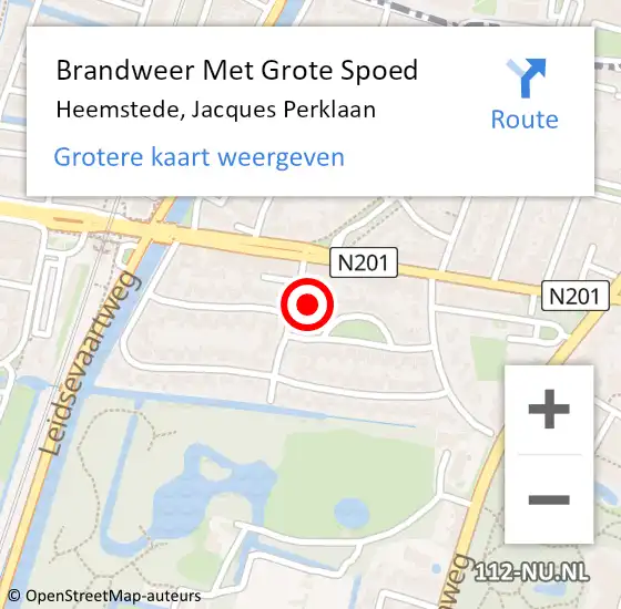 Locatie op kaart van de 112 melding: Brandweer Met Grote Spoed Naar Heemstede, Jacques Perklaan op 6 april 2014 20:04