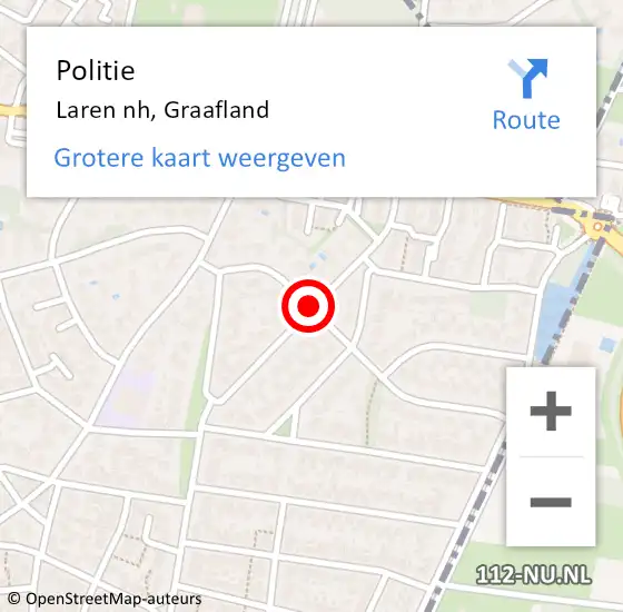 Locatie op kaart van de 112 melding: Politie Laren nh, Graafland op 6 juli 2019 16:00