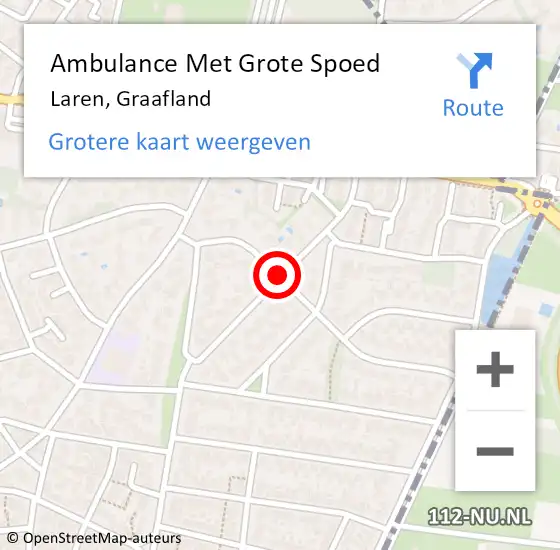 Locatie op kaart van de 112 melding: Ambulance Met Grote Spoed Naar Laren, Graafland op 6 juli 2019 16:01