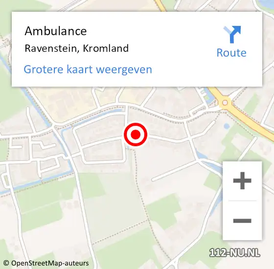 Locatie op kaart van de 112 melding: Ambulance Ravenstein, Kromland op 6 juli 2019 16:19