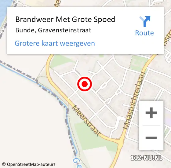 Locatie op kaart van de 112 melding: Brandweer Met Grote Spoed Naar Bunde, Gravensteinstraat op 6 juli 2019 16:58