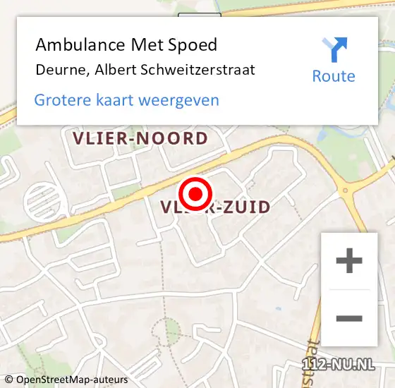 Locatie op kaart van de 112 melding: Ambulance Met Spoed Naar Deurne, Albert Schweitzerstraat op 6 juli 2019 17:31