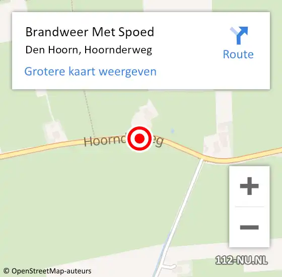 Locatie op kaart van de 112 melding: Brandweer Met Spoed Naar Den Hoorn, Hoornderweg op 6 juli 2019 18:09