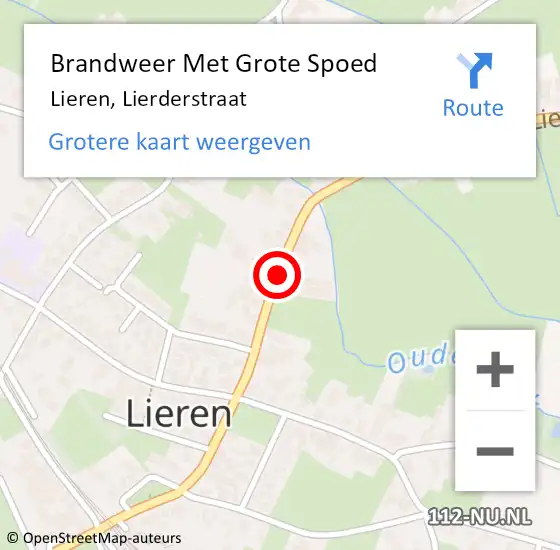 Locatie op kaart van de 112 melding: Brandweer Met Grote Spoed Naar Lieren, Lierderstraat op 6 juli 2019 18:11