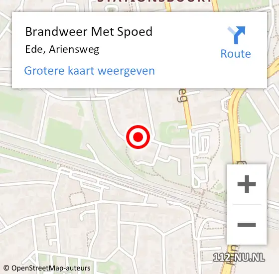 Locatie op kaart van de 112 melding: Brandweer Met Spoed Naar Ede, Ariensweg op 6 juli 2019 18:32