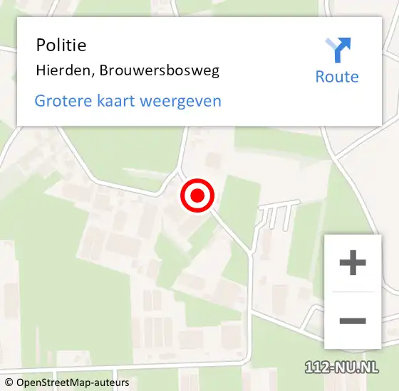 Locatie op kaart van de 112 melding: Politie Hierden, Brouwersbosweg op 6 juli 2019 18:33