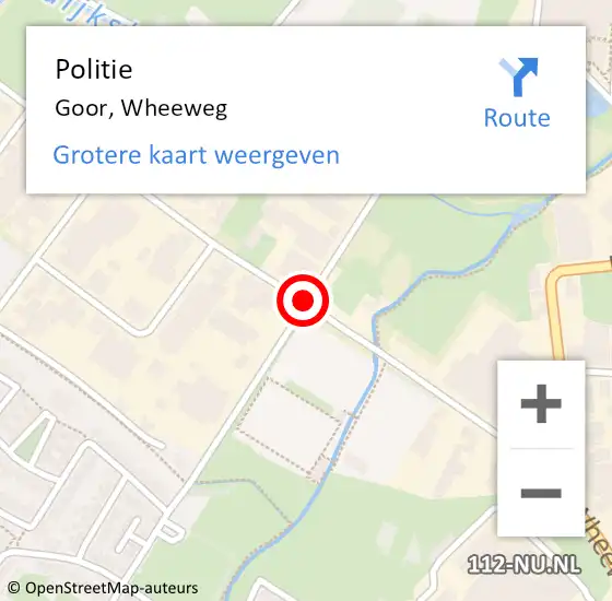 Locatie op kaart van de 112 melding: Politie Goor, Wheeweg op 6 juli 2019 20:55