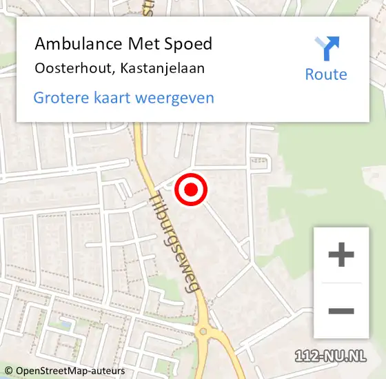 Locatie op kaart van de 112 melding: Ambulance Met Spoed Naar Oosterhout, Kastanjelaan op 6 juli 2019 20:58