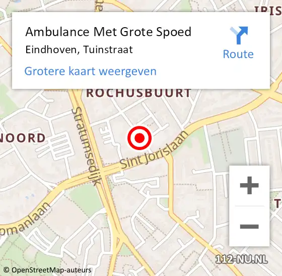 Locatie op kaart van de 112 melding: Ambulance Met Grote Spoed Naar Eindhoven, Tuinstraat op 6 juli 2019 22:03