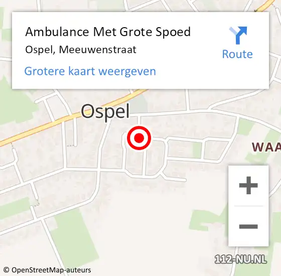 Locatie op kaart van de 112 melding: Ambulance Met Grote Spoed Naar Ospel, Meeuwenstraat op 6 juli 2019 22:12