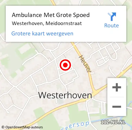 Locatie op kaart van de 112 melding: Ambulance Met Grote Spoed Naar Westerhoven, Meidoornstraat op 6 juli 2019 23:04