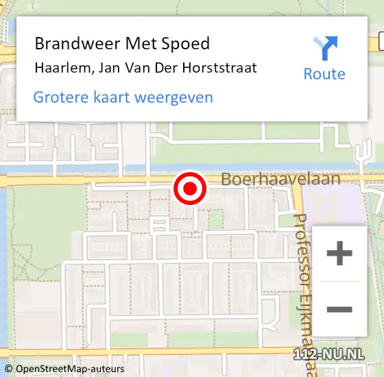 Locatie op kaart van de 112 melding: Brandweer Met Spoed Naar Haarlem, Jan Van Der Horststraat op 6 juli 2019 23:45