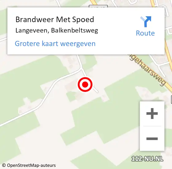 Locatie op kaart van de 112 melding: Brandweer Met Spoed Naar Langeveen, Balkenbeltsweg op 6 april 2014 20:58