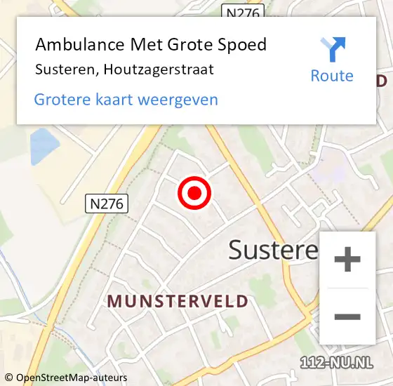 Locatie op kaart van de 112 melding: Ambulance Met Grote Spoed Naar Susteren, Houtzagerstraat op 7 juli 2019 01:10