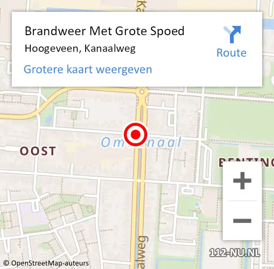 Locatie op kaart van de 112 melding: Brandweer Met Grote Spoed Naar Hoogeveen, Kanaalweg op 7 juli 2019 01:15