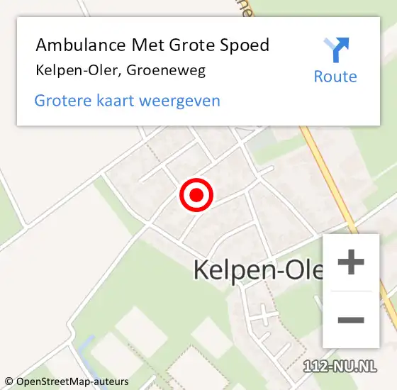 Locatie op kaart van de 112 melding: Ambulance Met Grote Spoed Naar Kelpen-Oler, Groeneweg op 7 juli 2019 02:48