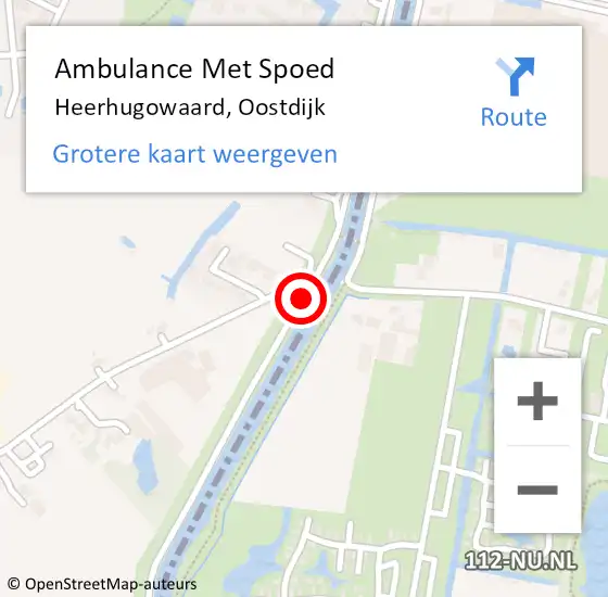 Locatie op kaart van de 112 melding: Ambulance Met Spoed Naar Heerhugowaard, Oostdijk op 7 juli 2019 04:36
