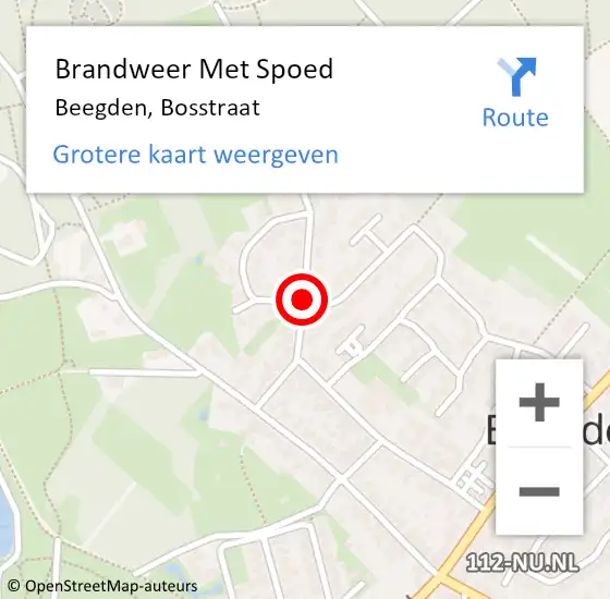 Locatie op kaart van de 112 melding: Brandweer Met Spoed Naar Beegden, Bosstraat op 7 juli 2019 09:14