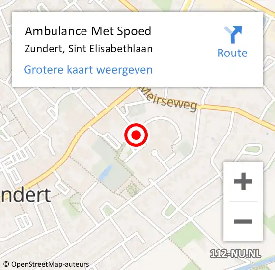 Locatie op kaart van de 112 melding: Ambulance Met Spoed Naar Zundert, Sint Elisabethlaan op 7 juli 2019 09:36