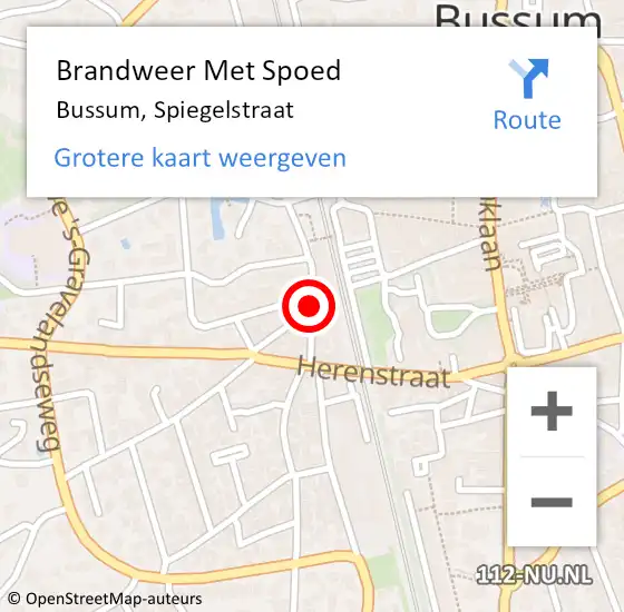 Locatie op kaart van de 112 melding: Brandweer Met Spoed Naar Bussum, Spiegelstraat op 7 juli 2019 09:53