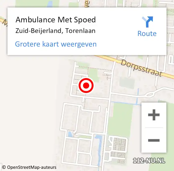 Locatie op kaart van de 112 melding: Ambulance Met Spoed Naar Zuid-Beijerland, Torenlaan op 7 juli 2019 09:55