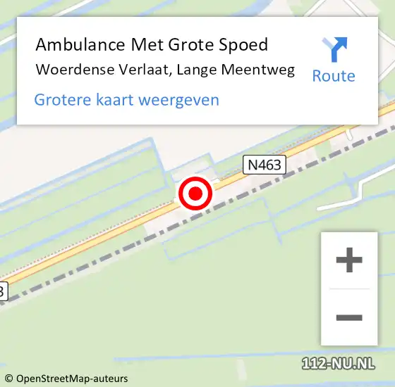 Locatie op kaart van de 112 melding: Ambulance Met Grote Spoed Naar Woerdense Verlaat, Lange Meentweg op 7 juli 2019 10:08