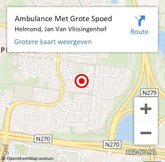 Locatie op kaart van de 112 melding: Ambulance Met Grote Spoed Naar Helmond, Jan van Vlissingenhof op 7 juli 2019 10:58