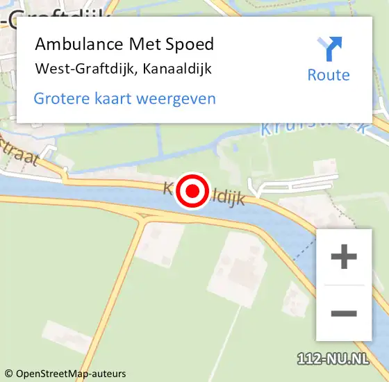 Locatie op kaart van de 112 melding: Ambulance Met Spoed Naar West-Graftdijk, Kanaaldijk op 7 juli 2019 12:09