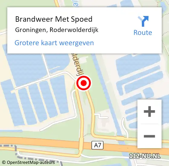 Locatie op kaart van de 112 melding: Brandweer Met Spoed Naar Groningen, Roderwolderdijk op 7 juli 2019 12:47