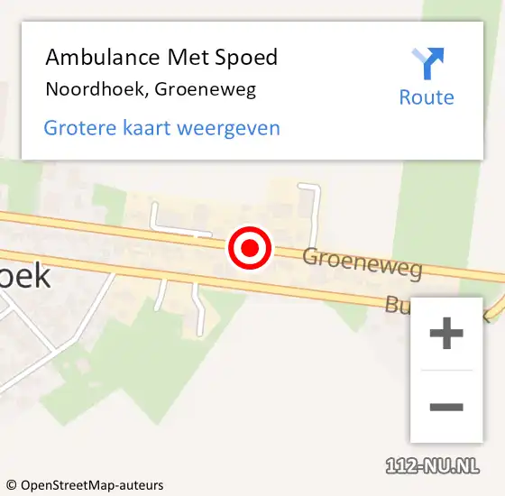 Locatie op kaart van de 112 melding: Ambulance Met Spoed Naar Noordhoek, Groeneweg op 7 juli 2019 13:18