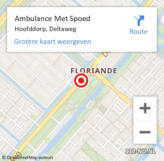 Locatie op kaart van de 112 melding: Ambulance Met Spoed Naar Hoofddorp, Deltaweg op 7 juli 2019 13:54