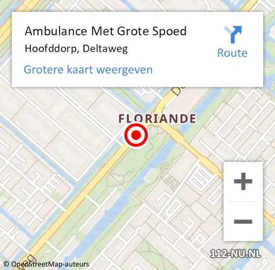 Locatie op kaart van de 112 melding: Ambulance Met Grote Spoed Naar Hoofddorp, Deltaweg op 7 juli 2019 14:06
