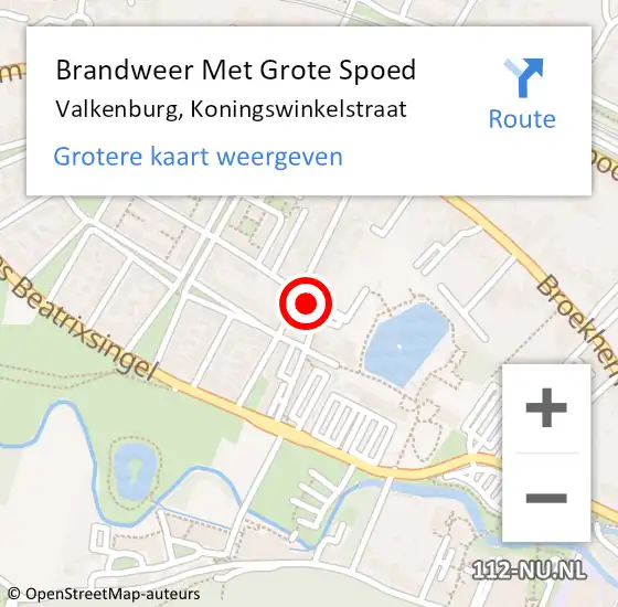 Locatie op kaart van de 112 melding: Brandweer Met Grote Spoed Naar Valkenburg, Koningswinkelstraat op 7 juli 2019 14:30