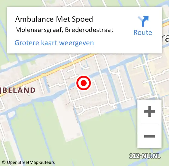 Locatie op kaart van de 112 melding: Ambulance Met Spoed Naar Molenaarsgraaf, Brederodestraat op 7 juli 2019 15:12