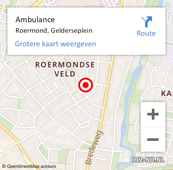 Locatie op kaart van de 112 melding: Ambulance Roermond, Gelderseplein op 7 juli 2019 15:27