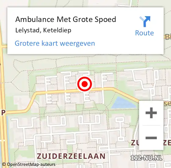 Locatie op kaart van de 112 melding: Ambulance Met Grote Spoed Naar Lelystad, Keteldiep op 6 april 2014 22:16