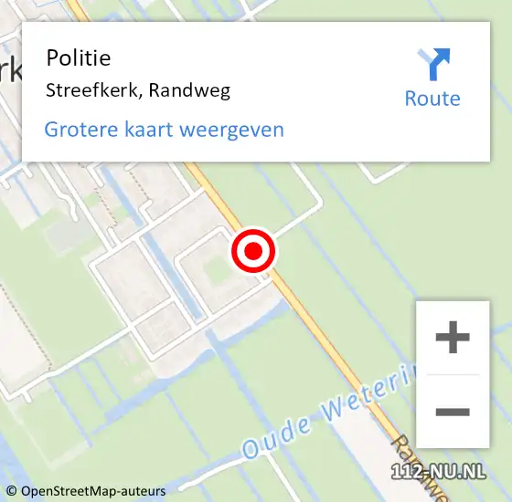 Locatie op kaart van de 112 melding: Politie Streefkerk, Randweg op 7 juli 2019 16:48