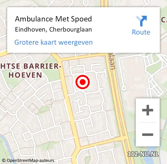 Locatie op kaart van de 112 melding: Ambulance Met Spoed Naar Eindhoven, Cherbourglaan op 7 juli 2019 16:52