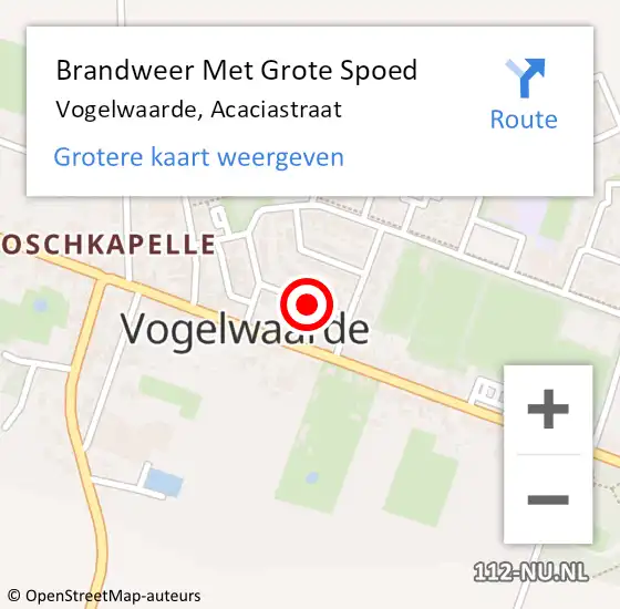 Locatie op kaart van de 112 melding: Brandweer Met Grote Spoed Naar Vogelwaarde, Acaciastraat op 7 juli 2019 17:14