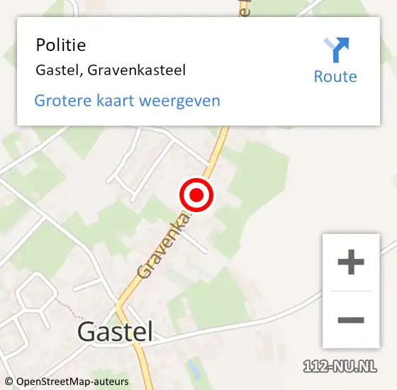 Locatie op kaart van de 112 melding: Politie Gastel, Gravenkasteel op 7 juli 2019 17:39