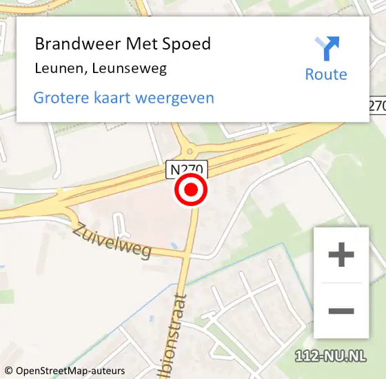 Locatie op kaart van de 112 melding: Brandweer Met Spoed Naar Leunen, Leunseweg op 7 juli 2019 18:06