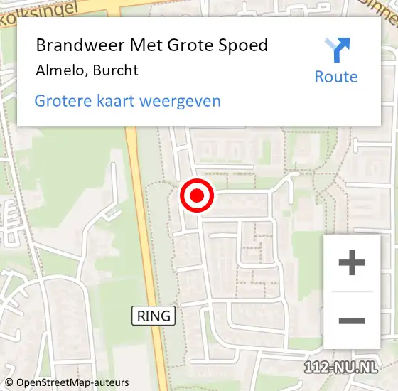 Locatie op kaart van de 112 melding: Brandweer Met Grote Spoed Naar Almelo, Burcht op 7 juli 2019 19:45