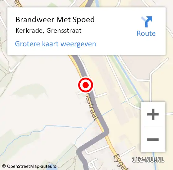 Locatie op kaart van de 112 melding: Brandweer Met Spoed Naar Kerkrade, Grensstraat op 7 juli 2019 20:43