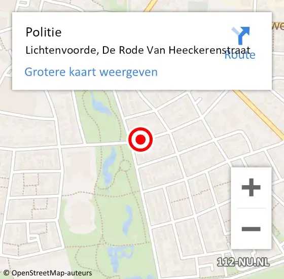 Locatie op kaart van de 112 melding: Politie Lichtenvoorde, De Rode Van Heeckerenstraat op 7 juli 2019 22:00